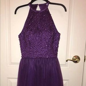 Purple knee length cocktail dress